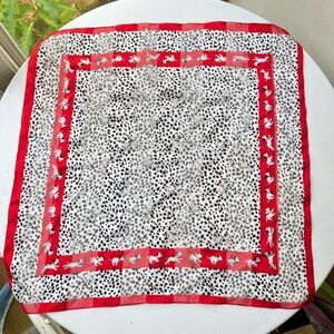 Vintage Disney 101 Dalmatians Puppy Scarf Red Border 23" x 23" Polka Dot Print